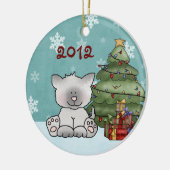 Aangepaste kutkat en kerstboom keramisch ornament (Links)