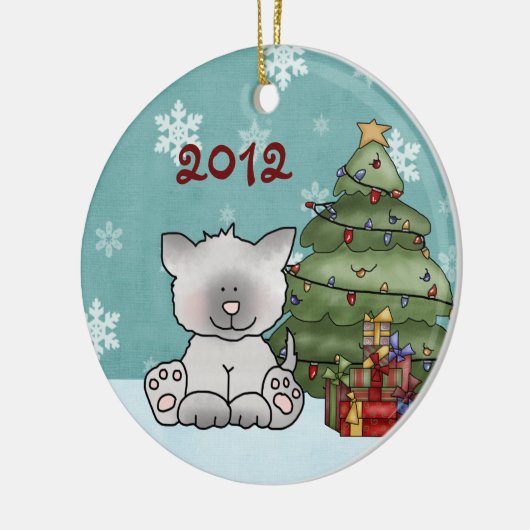 Aangepaste kutkat en kerstboom keramisch ornament (Links)