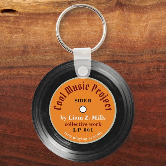 aangepaste l.p. vinyl record Sleutelhanger met naa (Achterkant)