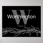 Aangepaste Laatste Naam van het Paar Elegante Huwe Poster (Voorkant)