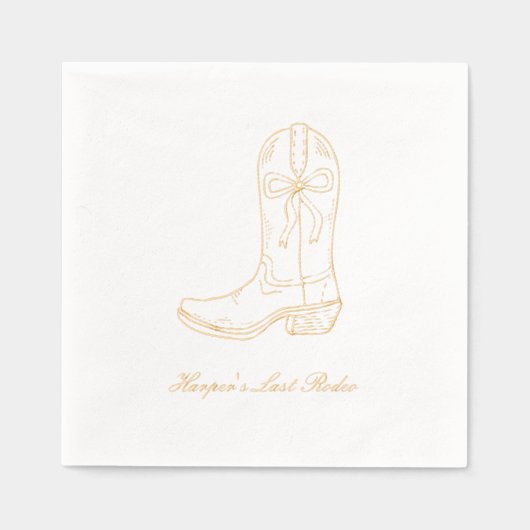 Aangepaste Laatste Rodeo Coquette Bow Gouden Folie Folie Servetten (Voorkant)