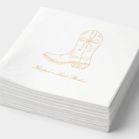 Aangepaste Laatste Rodeo Coquette Bow Gouden Folie Servetten (Detail)