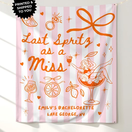 Aangepaste Laatste Spritz als een Miss Bachelorett Wandkleed