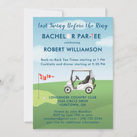 Aangepaste Laatste Swing Golf Thema Bachelor Par-t Kaart (Voorkant)