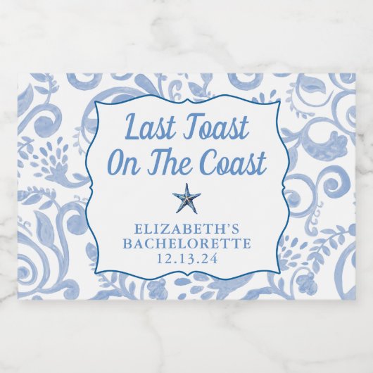 Aangepaste Laatste Toast op de kust Bachelorette M Sparkling Wijnetiket (Enkel label)