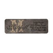 Aangepaste labels met het grijze lederen retouradr (Voorkant)