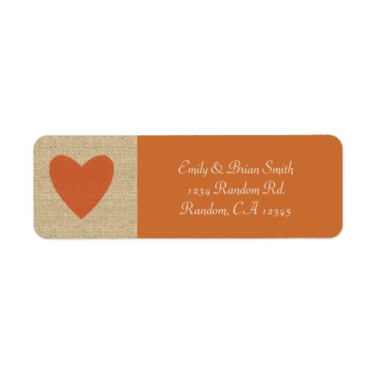 Aangepaste labels voor het oranje hartretouradres (Voorkant)