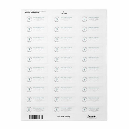 Aangepaste labels voor het retouradres van Initial (Full Sheet)