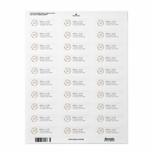 Aangepaste labels voor het retouradres van Initial (Full Sheet)