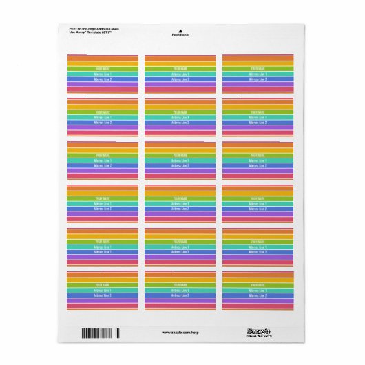 Aangepaste labels voor regenboogkleuren (Full Sheet)