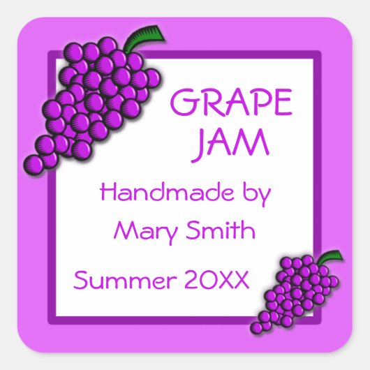 Aangepaste labels voor zelfgemaakte druivenjam (Voorkant)