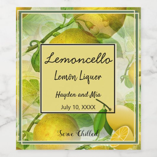 Aangepaste labelset voor limoncello wijn etiket (Enkel label)