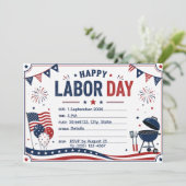 Aangepaste Labor Day BBQ-feestuitnodiging | Patrio Kaart (Staand voorkant)