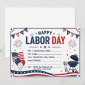 Aangepaste Labor Day BBQ-feestuitnodiging | Patrio Kaart (Voorkant / Achterkant)