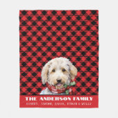 Aangepaste Labradoodle Familie Buffel Plaid Kerstm Fleece Deken (Voorkant)