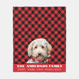 Aangepaste Labradoodle Familie Buffel Plaid Kerstm Fleece Deken