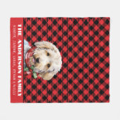 Aangepaste Labradoodle Familie Buffel Plaid Kerstm Fleece Deken (Voorkant (Horizontaal))