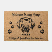 Aangepaste labrador hond gepersonaliseerde tekenin deurmat (Voorkant)