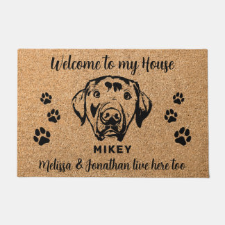 Aangepaste labrador hond gepersonaliseerde tekenin deurmat