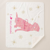 Aangepaste Labrador Retriever Kerst Roze Rood Sherpa Deken (Voorkant)