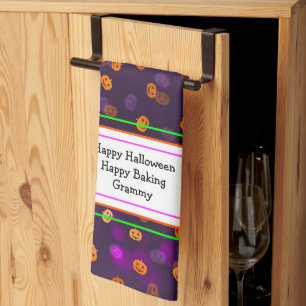 Aangepaste lachende pompoenen Bokeh patroon Theedoek