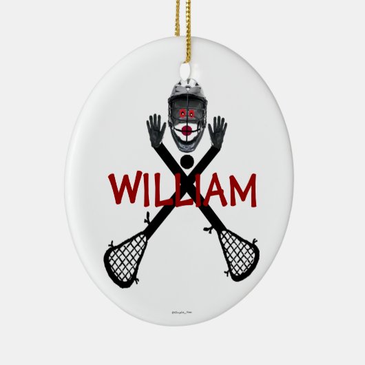 Aangepaste Lacrosse Cartoon Keramisch Ornament (Rechts)
