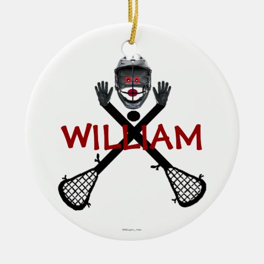 Aangepaste Lacrosse Cartoon Keramisch Ornament (Voorkant)