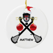 Aangepaste Lacrosse Kerstmis Keramisch Ornament (Achterkant)