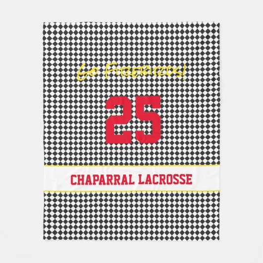 Aangepaste Lacrosse Team Spirit Zwart Rood Geel Sp Fleece Deken (Voorkant)