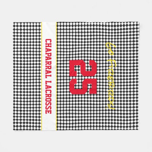 Aangepaste Lacrosse Team Spirit Zwart Rood Geel Sp Fleece Deken (Voorkant (Horizontaal))