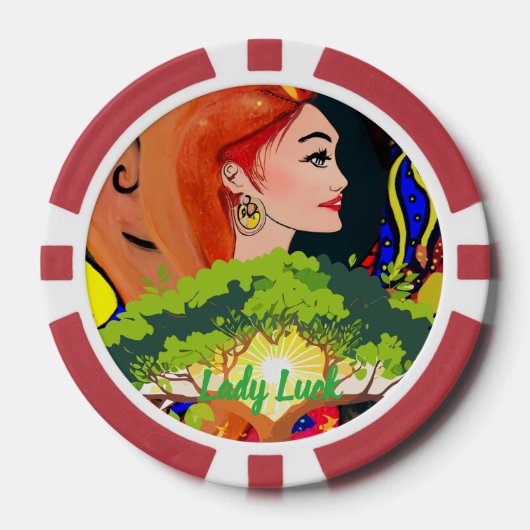 Aangepaste Lady Luck 2 Koppel Spelletjesavond Poker Chips (Voorkant)