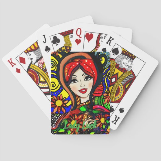 Aangepaste Lady Luck 3 Couple's Game Night  Pokerkaarten (Achterkant)