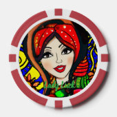 Aangepaste Lady Luck 4 Couple's Spelavond Poker Chips (Voorkant)