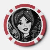 Aangepaste Lady Luck 4 Couple's Spelavond Poker Chips (Achterkant)
