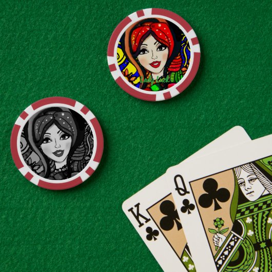 Aangepaste Lady Luck 4 Couple's Spelavond Poker Chips (Pokertafel (Dubbel))