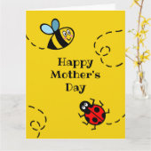 Aangepaste Ladybird + Bumblebee Moederdag auto Kaart (Gele Bloem)