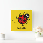 Aangepaste Ladybird Pattern Square Wall Clock Vierkante Klok (Huis)
