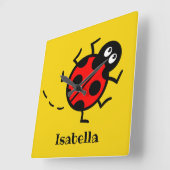 Aangepaste Ladybird Pattern Square Wall Clock Vierkante Klok (Hoek)