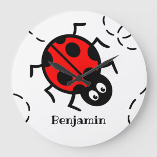 Aangepaste ladybird Pattern-wandklok Grote Klok