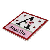 Aangepaste Ladybug & Flowers 2 Letter Name Tile Tegeltje (Zijkant)