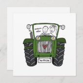 Aangepaste Land Bruiloft Groene Tractor Avond Kaart (Voorkant / Achterkant)