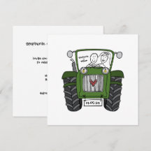 Aangepaste Land Bruiloft Groene Tractor Avond