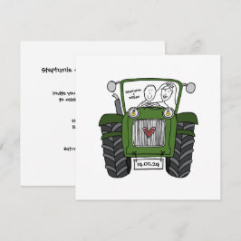 Aangepaste Land Bruiloft Groene Tractor Avond Kaart