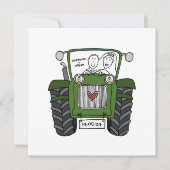 Aangepaste Land Bruiloft Groene Tractor Avond Kaart (Voorkant)