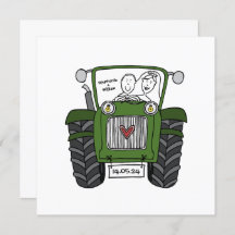 Aangepaste Land Bruiloft Groene Tractor Avond