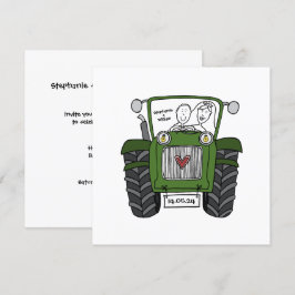 Aangepaste Land Bruiloft Groene Tractor Avond Kaart