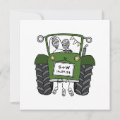 Aangepaste Land Bruiloft Groene Tractor Avond Kaart (Voorkant)