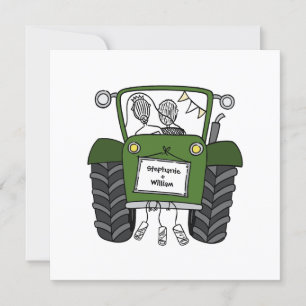 Aangepaste Land Bruiloft Groene Tractor Avond Kaart