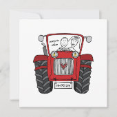 Aangepaste Land Bruiloft Rode Tractor Avond Kaart (Voorkant)