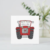 Aangepaste Land Bruiloft Rode Tractor Avond Kaart (Staand voorkant)